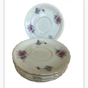 Vintage Black Knight Conchita Waldenburg Germany Set of 6 Saucers 6”